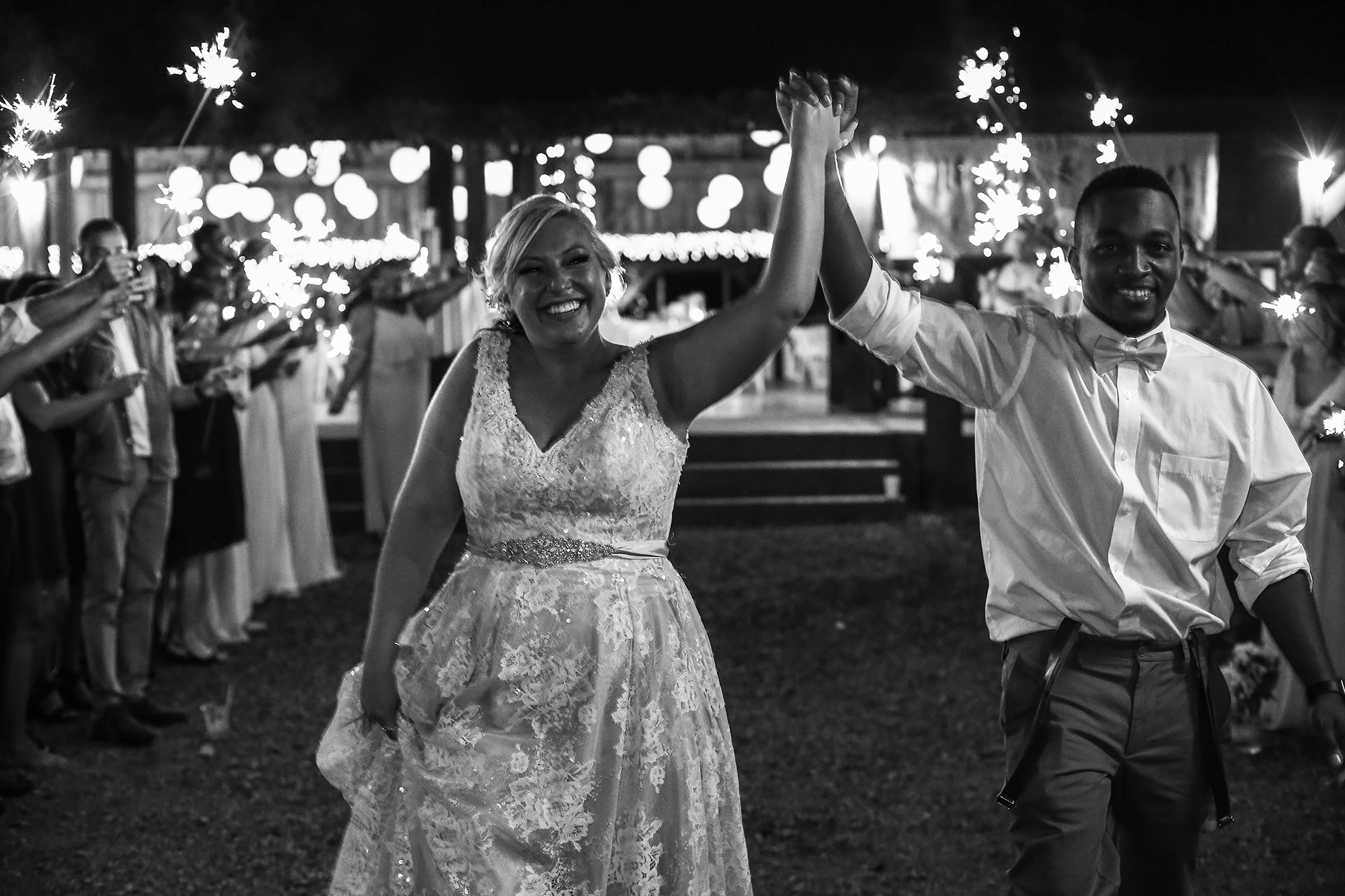 couple leaves Betsy's Barn wedding with sparkler exit