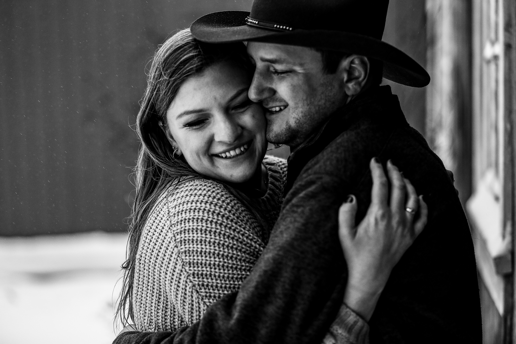 Engaged couple hugging in Waterford, PA