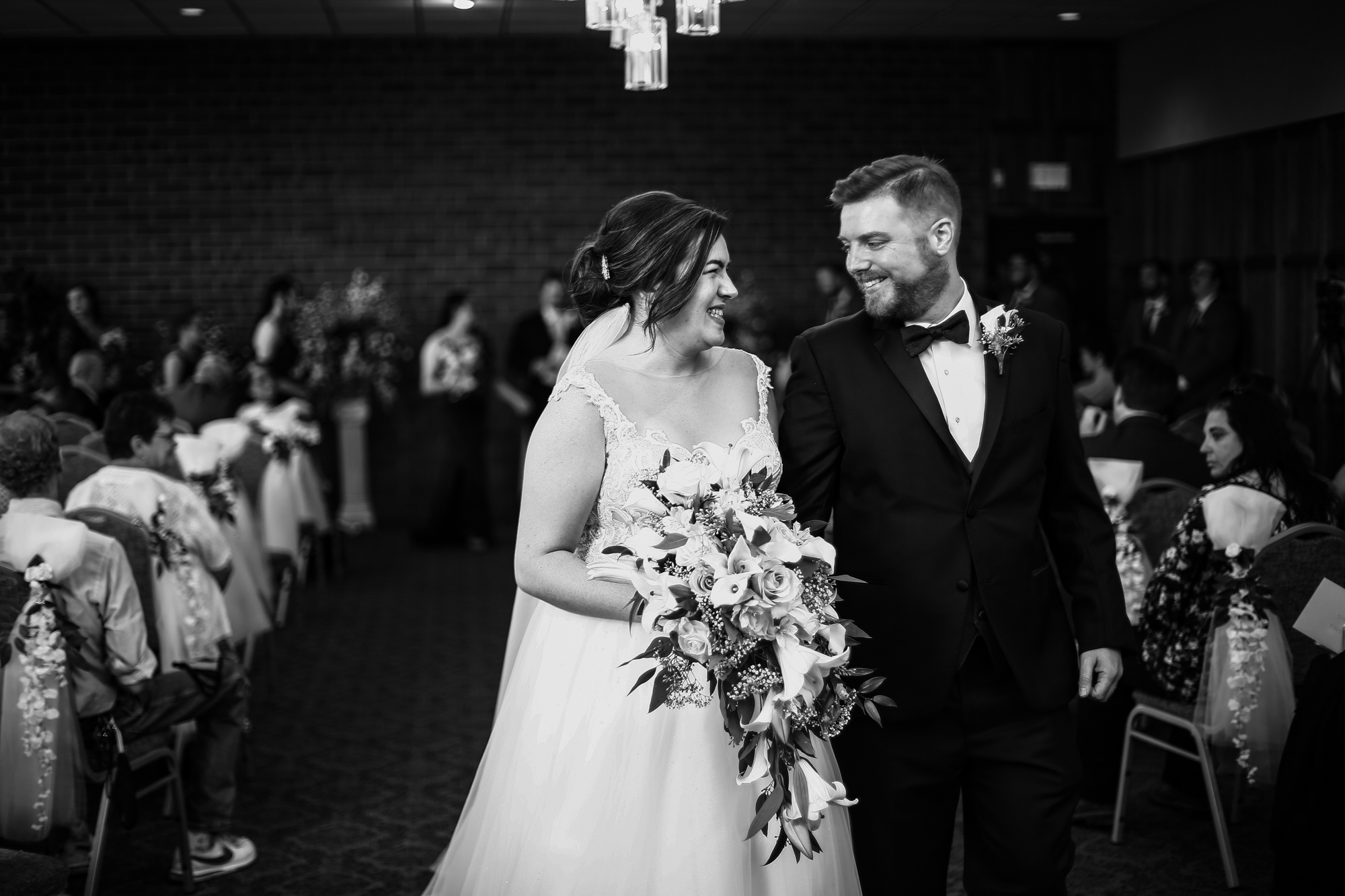 Bride and groom exit their Zem Zem Shrine Club wedding